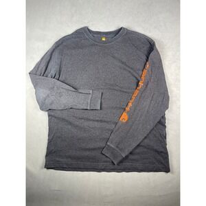 Carhartt Mens Long Sleeve T-Shirt Gray Orange Sleeve Logo Original Fit Large L